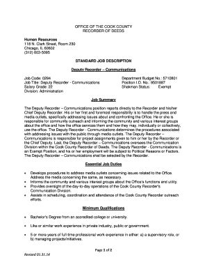 Fillable Online Standard Job Description Fax Email Print Pdffiller