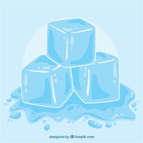 Cubito De Hielo Derriti Ndose Con Estilo De Dibujo A Mano Vector Premium