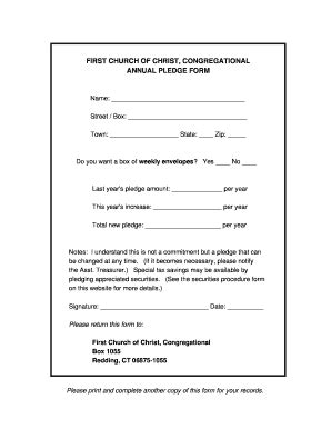 CT First Church Of Christ Congregational Annual Pledge Form 2011-2024 - Fill and Sign Printable ...