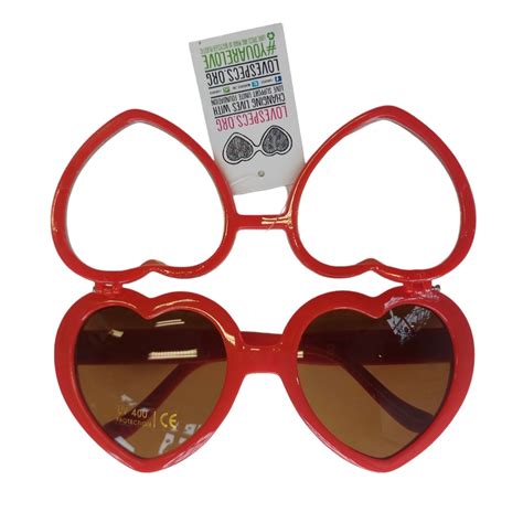 Heart Shape Diffraction Sunglasses Red Love Specs