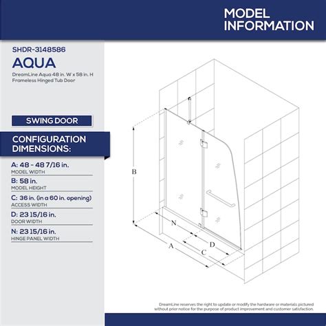 Dreamline Aqua Chrome 48 In To 48 716 In W X 58 In H Frameless Hinged Bathtub Door In The