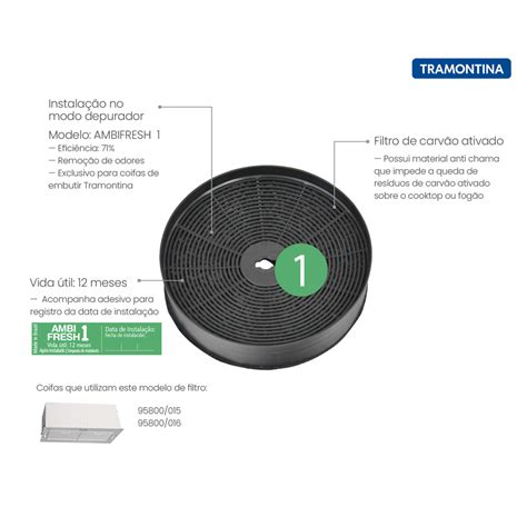 Filtro De Carv O Ativado Tramontina Ambifresh Para Coifa Incasso