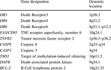 Panel Of Apoptosis Related Genes Included In The Study Download Table