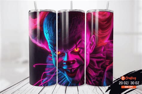 3D Pennywise Wicked Clown Tumbler Wrap Graphic By Crafticy Creative