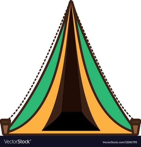 Triangle Tent Tourism Travel Yellow And Green Vector Image