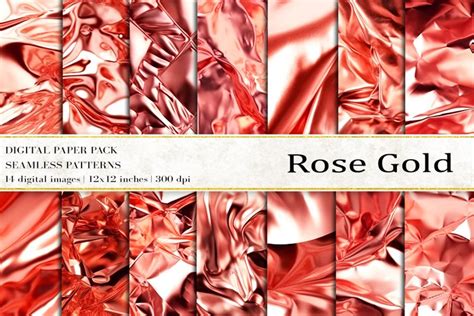 Rose Gold Digital Papers Rose Gold Foil Seamless Patterns