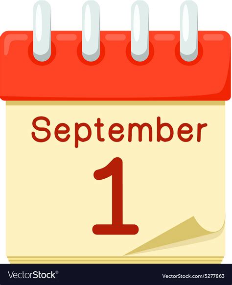 First of september date on calendar Royalty Free Vector