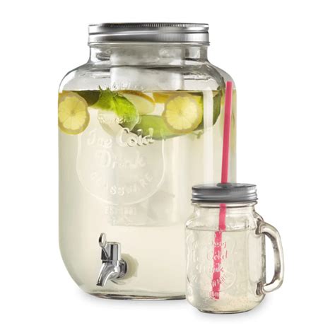 2 Gallon 8l Clear Glass Mason Jar Big Volume Juice Beverage Drink Water