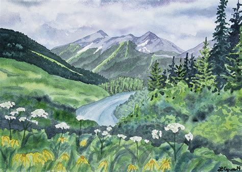 Watercolor - Colorado Summer Landscape Painting by Cascade Colors - Fine Art America