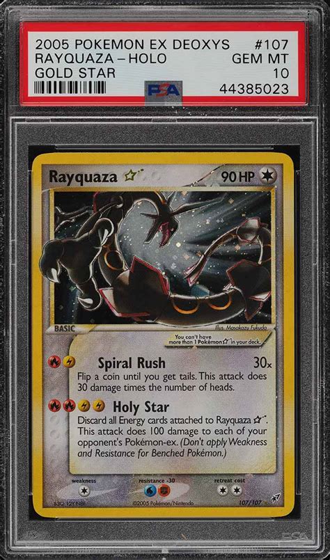 2005 Pokemon Ex Deoxys Gold Star Holo Rayquaza 107 Psa 10 Gem Mint