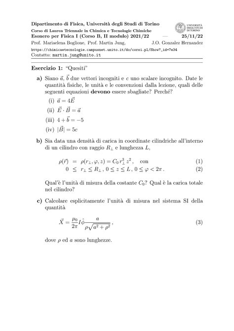 Esame Fisica Jung Dipartimento Di Fisica Universit A Degli