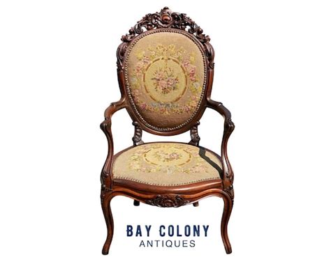 19th Century Antique Victorian Arm Chair W/ Carved Crest & - Etsy