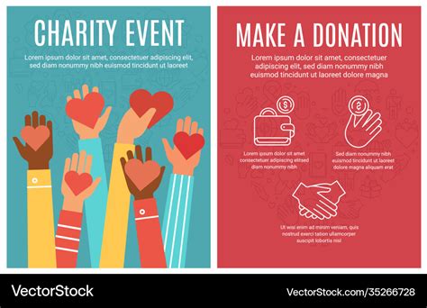 Charity event flyer donation and volunteering Vector Image