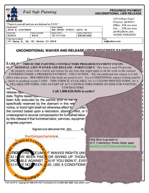 Fillable Online ULRP Unconditional Progress P Unconditional Waiver