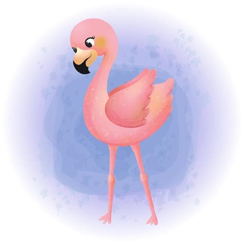 Niedliche Tropische Flamingo Aquarell Cartoon Figur Premium Vektor