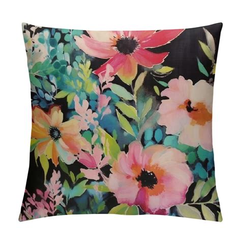 Canflashion Watercolor Floral Throw Pillow Cover Blue Daffodils Decor