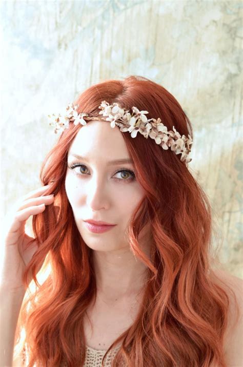 Rustic Woodland Bridal Crown Floral Circlet Fall Wedding Crown