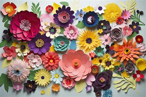 Premium Ai Image Collection Of Brightly Colored Paper Cutout Flowers In A Variety Of Shapes