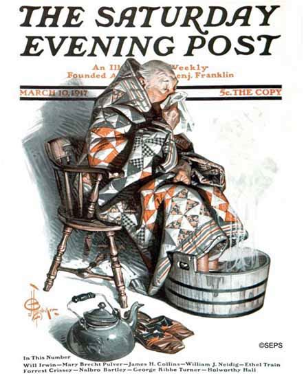 Jc Leyendecker Saturday Evening Post The Cold 1917 03 10 Mad Men Art Vintage Ad Art Collection