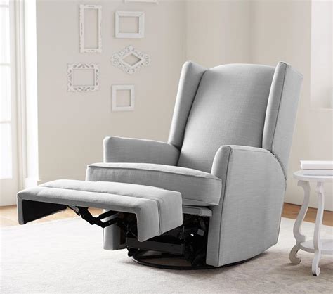 Modern Wingback Glider And Recliner Linen Blend Grey Pottery Barn Kids Au