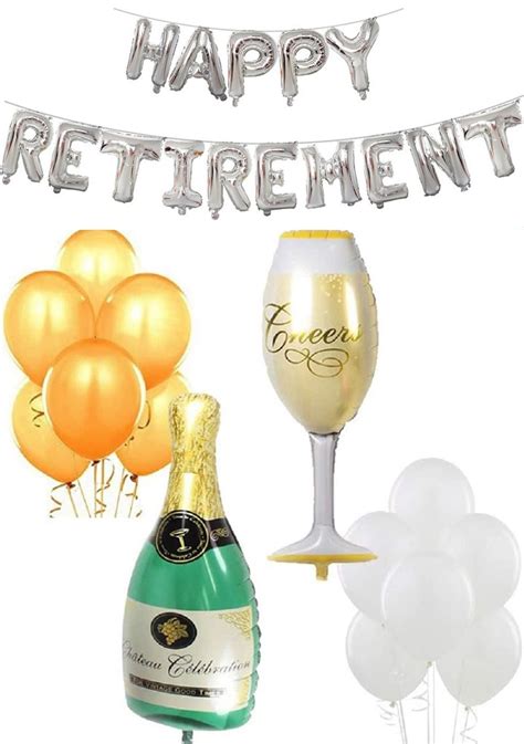 Retirement Party Decorations Happy Retirement Balloon Banner In Silver