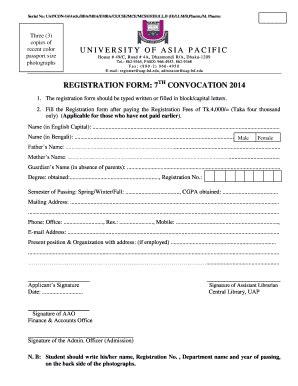 Fillable Online Uap Bd Registration Form Of Convocation Uap Bd