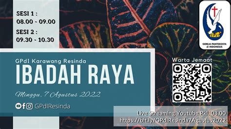 Gpdi Karawang Resinda Ibadah Raya Agustus Youtube