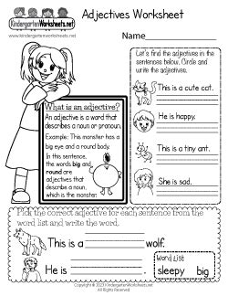 Free English Grammar Worksheets for Kindergarten - Learning to correctly construct sentences.