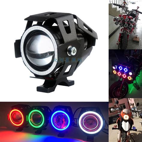 2 Sztuk 125W U7 Reflektor LED Motocyklowy Z Angel Eyes DRL Reflektory