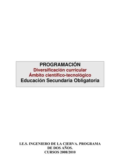 PROGRAMACIÓN Diversificación curricular Ámbito científico tecnológico