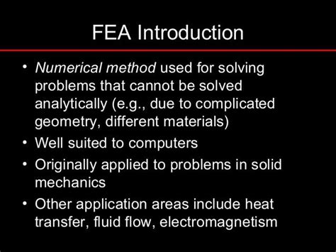 Introduction To Fea And Applications