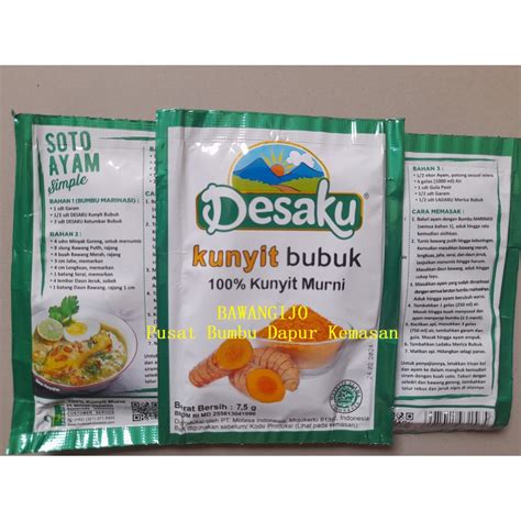 Jual Bumbu Rempah Asli Desaku Kunyit Bubuk Murni 100 75gr Shopee