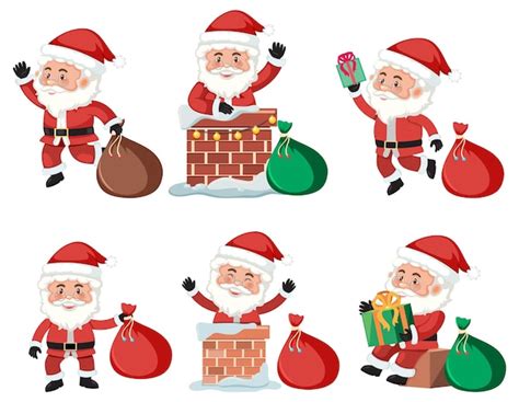 Premium Vector Set Of Santa Claus Cartoon Character