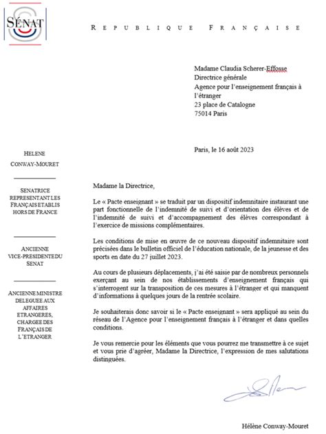 Mon Courrier à La Directrice De Laefe Sur Lapplication Du Pacte