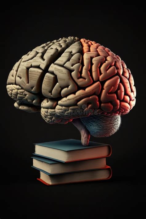 3d Human Brain With Books Representing Intelligence And Knowledge