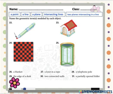 Points Lines And Planes Interactive Worksheet Live Worksheets