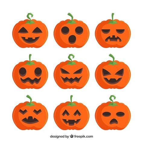 Free Vector Set Of Many Various Emotional Expressions Of Halloween