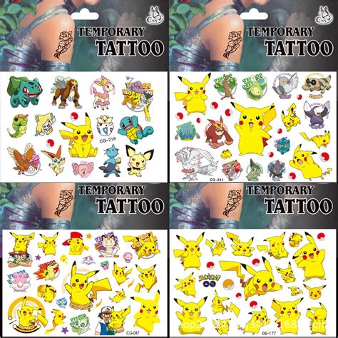 Pokemon Pikachu Tattoo Stickers Infantis Figura De A O Desenhos