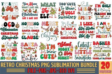 Retro Christmas Png Sublimation Bundle Graphic By Simacrafts Creative