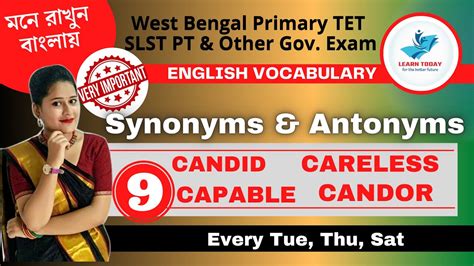 Synonym And Antonym For Competitive Exam Primary Tet Wbtet