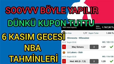 KUPONUMUZ TUTMUŞTUR SERİYE DEVAM 6 KASIM NBA İDDAA TAHMİNLERİ BANKO