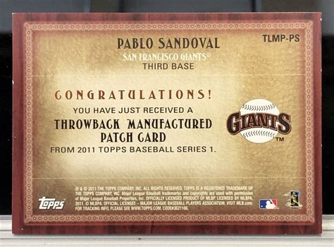 2011 Topps Blaster Box Throwback Manufactured Pablo Sandoval TLMP PS