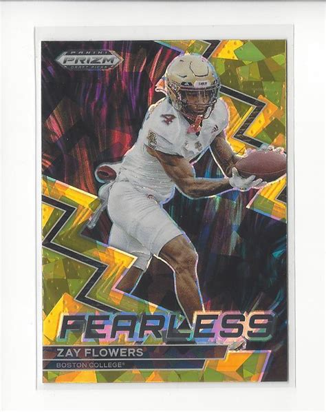 2023 Panini Prizm Draft Picks Fearless Gold Ice 24 Zay Flowers Rookie