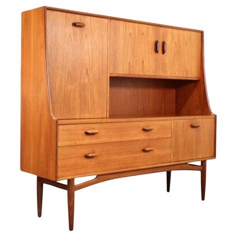 Vintage Danish Mid Century Modern Teak Highboard Hutch By Johannes