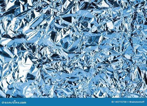 Crumpled Light Blue Foil Shining Texture Background Bright Shiny Cold