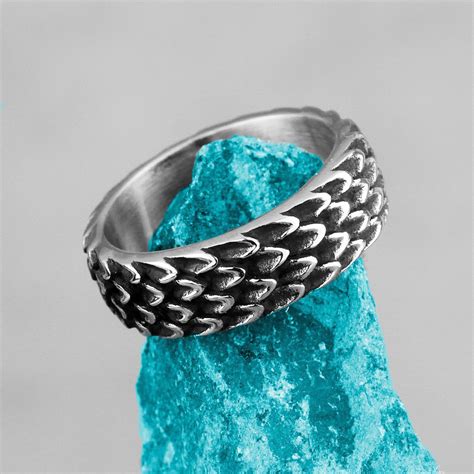 Mens 316l No Fade Stainless Steel Dragon Scale Unique Street Wear Rings Bling Jewelz