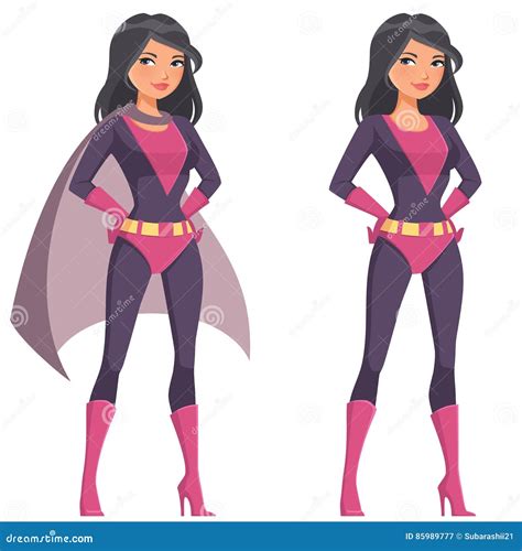 Beautiful Cartoon Superwoman Stock Vector Illustration Of Hero