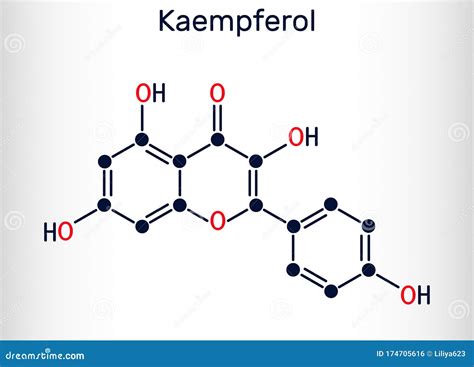 Kaempferol Antioxidant Molecule 3D Rendering Atoms Are Represented As