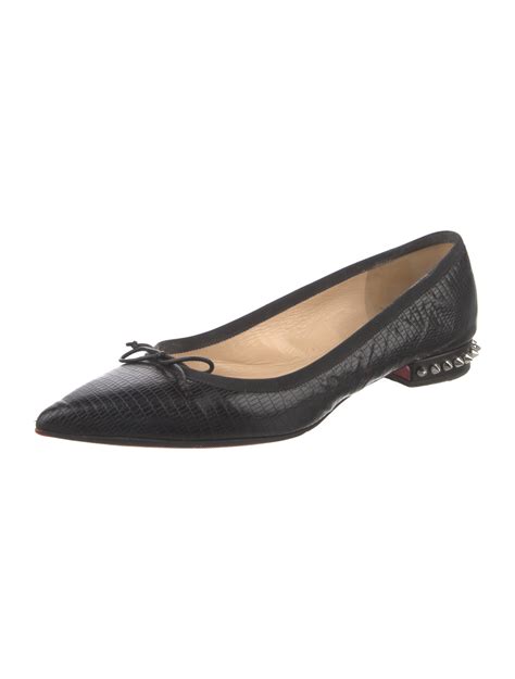 Christian Louboutin Rockstud Accents Leather Ballet Flats Black Flats