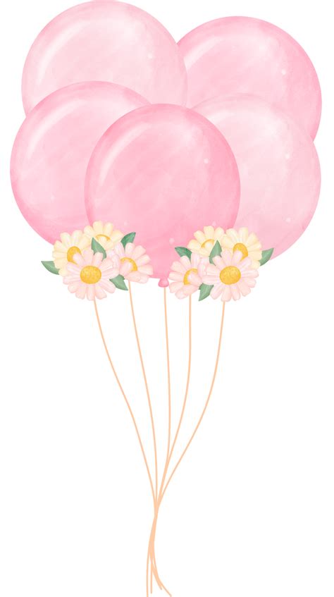 Cute Soft Pink Pastel Balloons Watercolour Illustration 16017548 PNG